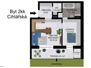 Prodej bytu 2+kk, Písek - Hradiště, Cihlářská, 48 m2