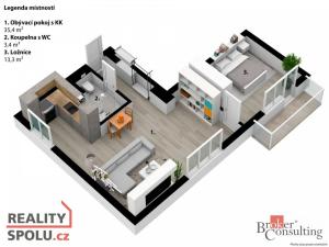 Prodej bytu 2+kk, Pardubice - Zelené Předměstí, Havlíčkova, 53 m2