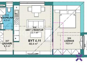 Prodej bytu 2+kk, Hovorany, 48 m2