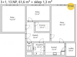 Prodej bytu 3+1, Veselí nad Moravou, Hutník, 62 m2