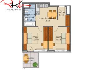 Prodej bytu 2+1, Praha - Hlubočepy, náměstí Olgy Scheinpflugové, 51 m2