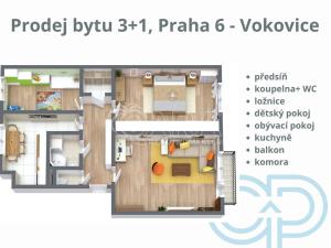Prodej bytu 3+1, Praha - Vokovice, K lánu, 73 m2