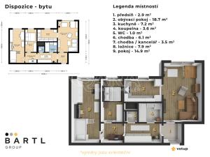 Prodej bytu 3+1, Český Krumlov - Domoradice, Urbinská, 67 m2