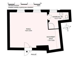 Pronájem bytu 1+kk, České Budějovice - České Budějovice 1, Krajinská, 43 m2