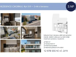 Prodej bytu 2+kk, Praha - Modřany, Na Cikorce, 58 m2