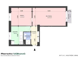 Prodej bytu 2+1, Brno - Staré Brno, Veletržní, 52 m2