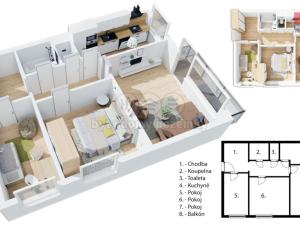 Prodej bytu 3+1, Brno - Židenice, Čejkovická, 64 m2