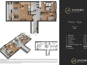 Prodej bytu 3+kk, Praha - Kyje, Davidovičova, 77 m2