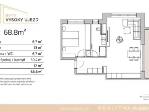 Prodej bytu 2+kk, Vysoký Újezd, Ke Kuchaři, 69 m2
