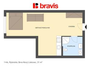 Pronájem bytu 1+kk, Brno, Rybnická, 31 m2