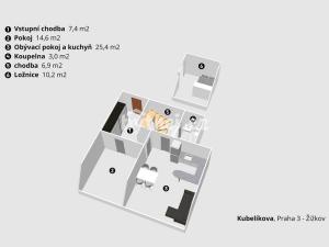 Pronájem bytu 3+kk, Praha - Žižkov, Kubelíkova, 75 m2