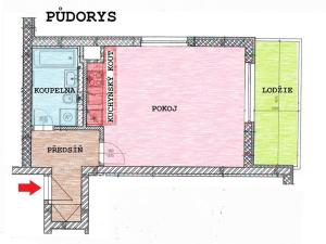 Pronájem bytu 1+kk, Praha - Vysočany, Svatošových, 45 m2