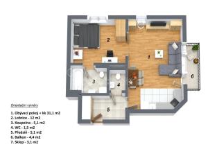 Pronájem bytu 2+kk, Praha - Zličín, Lipovská, 55 m2