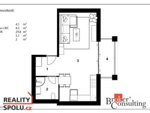 Pronájem bytu 1+kk, Praha - Hostavice, Písčitá, 41 m2
