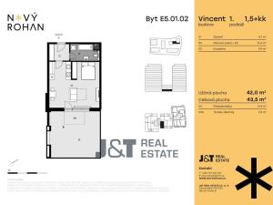 Prodej bytu 1+kk, Praha - Karlín, Libeňský ostrov, 42 m2