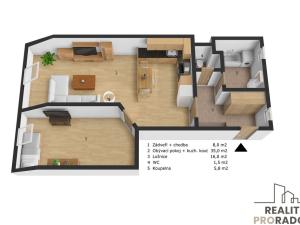 Pronájem bytu 2+kk, Vyškov, Smetanovo nábřeží, 67 m2