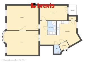 Pronájem bytu 3+1, Brno, Kunzova, 115 m2