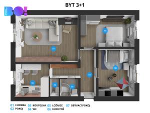 Prodej bytu 3+1, Fulnek - Děrné, 72 m2