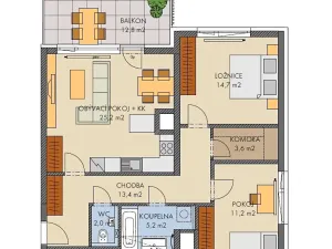 Prodej bytu 3+kk, Praha - Hlubočepy, Hugo Haase, 79 m2