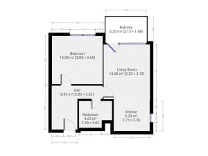 Pronájem bytu 2+kk, Praha - Hrdlořezy, Učňovská, 54 m2