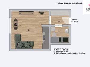 Pronájem bytu 1+kk, Brno, Mutěnická, 31 m2