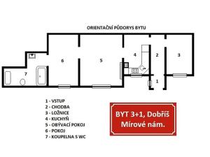 Prodej bytu 3+1, Dobříš, Mírové náměstí, 59 m2