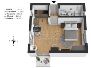 Pronájem bytu 1+kk, Praha - Nusle, Nad Nuslemi, 30 m2