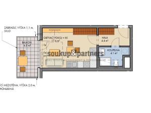 Pronájem bytu 1+kk, Praha, Čakovická, 34 m2