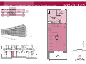 Prodej bytu 1+kk, České Budějovice, Branišovská, 32 m2