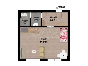 Pronájem bytu 1+kk, Starý Jičín - Vlčnov, 35 m2