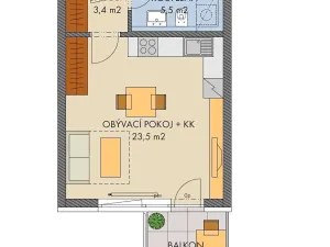 Prodej bytu 1+kk, Praha - Hlubočepy, Hugo Haase, 33 m2