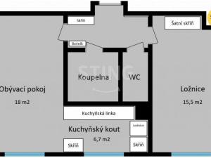 Pronájem bytu 2+kk, Mělník, Čechova, 49 m2