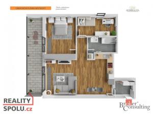 Pronájem bytu 3+kk, Praha - Modřany, Mezi vodami, 73 m2