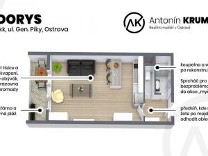 Pronájem bytu 1+kk, Ostrava - Moravská Ostrava, Gen. Píky, 28 m2