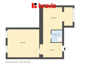 Pronájem kanceláře, Brno - Veveří, Veveří, 45 m2