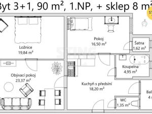 Prodej bytu 3+1, Pardubice, Jana Palacha, 98 m2