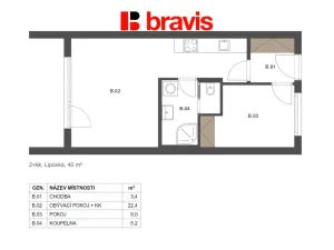 Prodej bytu 2+kk, Lipůvka, 40 m2