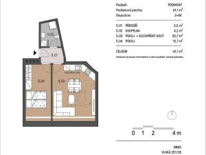 Pronájem bytu 2+kk, Brno, Vlhká, 41 m2