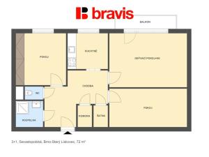 Pronájem bytu 3+1, Brno - Starý Lískovec, Sevastopolská, 72 m2