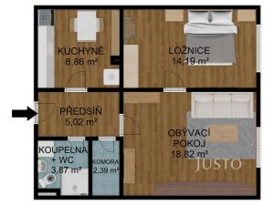 Prodej bytu 2+1, Písek - Budějovické Předměstí, Budějovická, 53 m2
