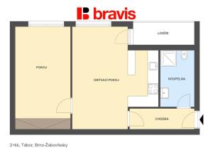 Pronájem bytu 2+kk, Brno - Žabovřesky, Tábor, 50 m2