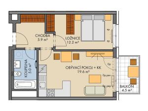 Prodej bytu 2+kk, Praha, Kabešova, 45 m2