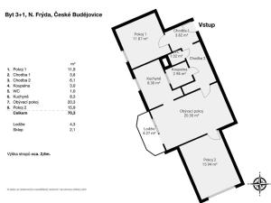 Prodej bytu 3+1, České Budějovice, N. Frýda, 77 m2