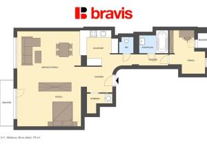 Pronájem bytu 3+kk, Brno - Veveří, Mášova, 79 m2