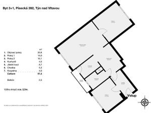 Pronájem bytu 3+1, Týn nad Vltavou, Písecká, 67 m2
