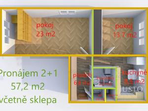 Pronájem bytu 2+1, Uherské Hradiště, Šafaříkova, 57 m2