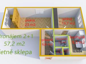 Pronájem bytu 2+1, Uherské Hradiště, Šafaříkova, 57 m2
