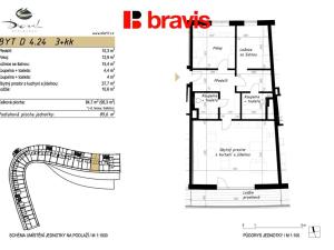 Pronájem bytu 3+kk, Brno - Komín, Bystrcká, 85 m2