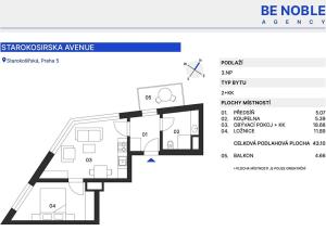 Prodej bytu 2+kk, Praha - Košíře, Starokošířská, 43 m2