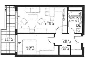 Pronájem bytu 2+kk, Praha - Vysočany, Pod Harfou, 50 m2